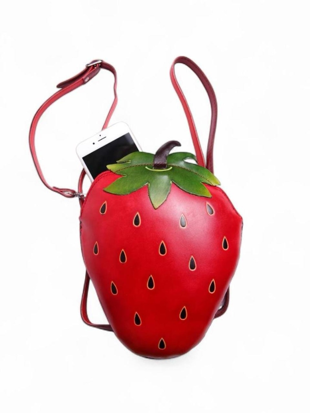 Australian PurseWorld Women Handmade leather Red strawberry Bag Purse EUC